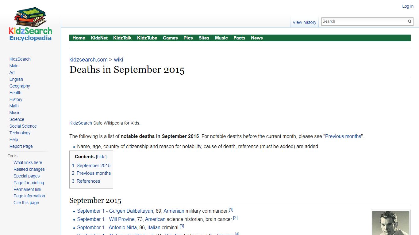 Deaths in September 2015 Facts for Kids | KidzSearch.com